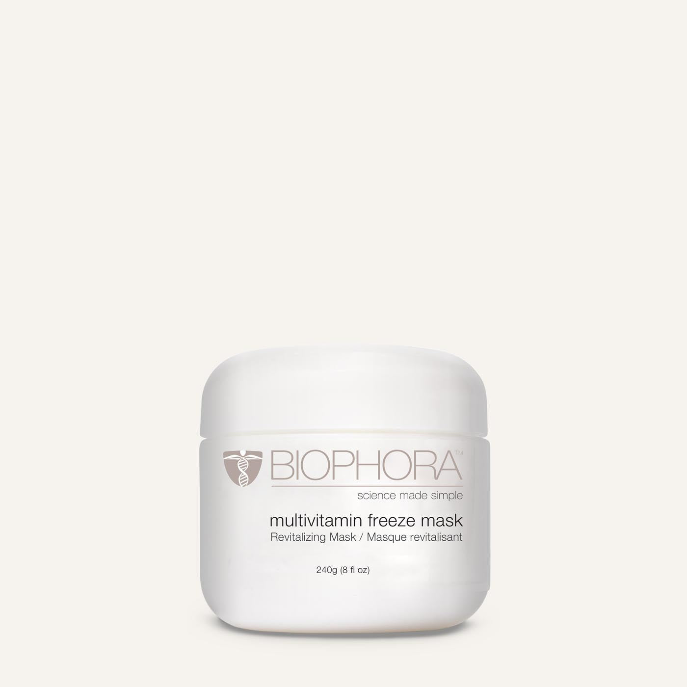 Biophora Multivitamin Freeze Mask – 240g jar with white cap and Biophora branding