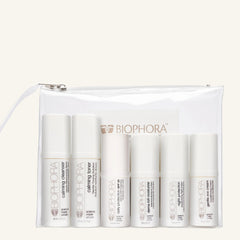 Close‑up of Biophora Sensitive & Dry Skin kit includes Calming Cleanser, Calming Toner, Dermarich Moisturizer